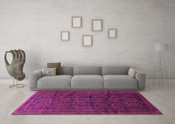 Machine Washable Persian Purple Traditional Area Rugs in a Living Room, wshtr311pur