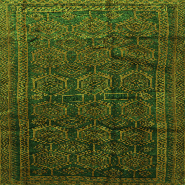 Round Machine Washable Persian Green Traditional Area Rugs, wshtr311grn