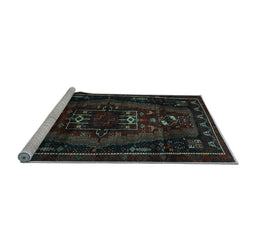 Sideview of Machine Washable Persian Light Blue Traditional Rug, wshtr3120lblu