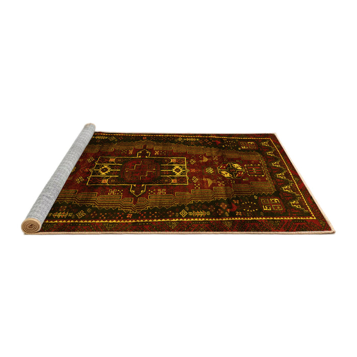 Sideview of Machine Washable Persian Yellow Traditional Rug, wshtr3120yw