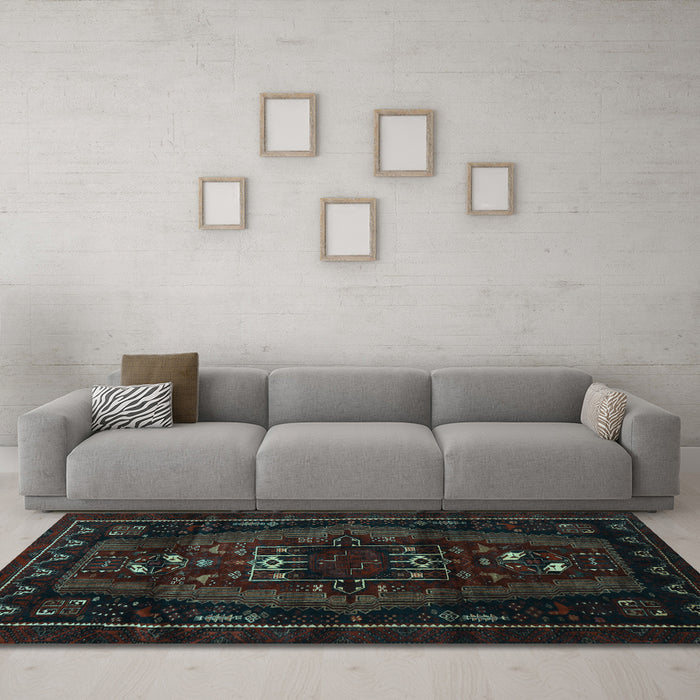 Machine Washable Persian Light Blue Traditional Rug in a Living Room, wshtr3120lblu