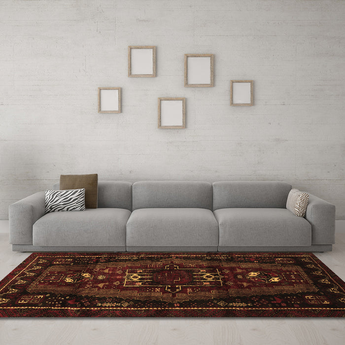 Machine Washable Persian Brown Traditional Rug in a Living Room,, wshtr3120brn