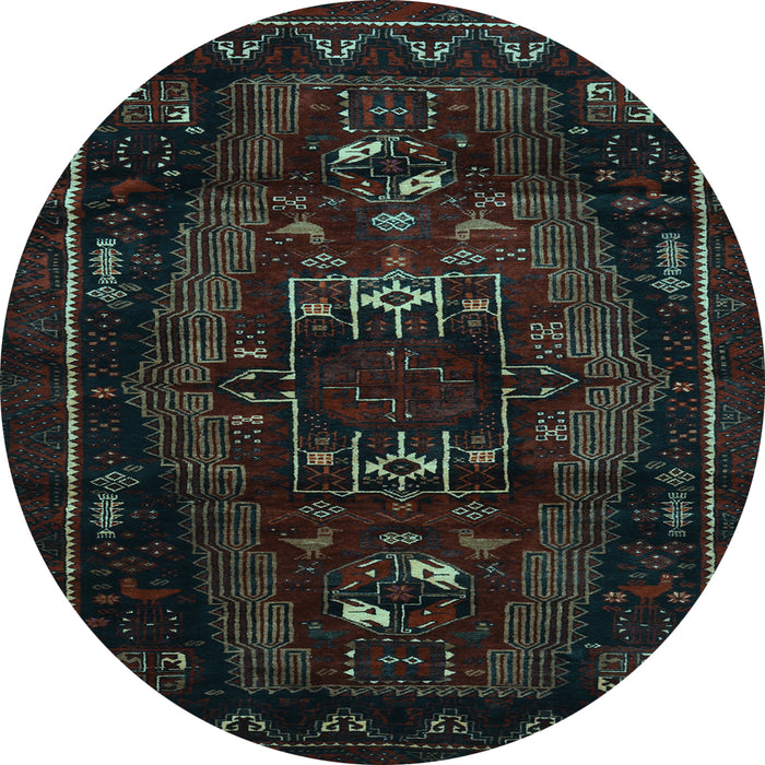 Round Machine Washable Persian Light Blue Traditional Rug, wshtr3120lblu