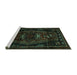 Sideview of Machine Washable Persian Turquoise Traditional Area Rugs, wshtr3120turq