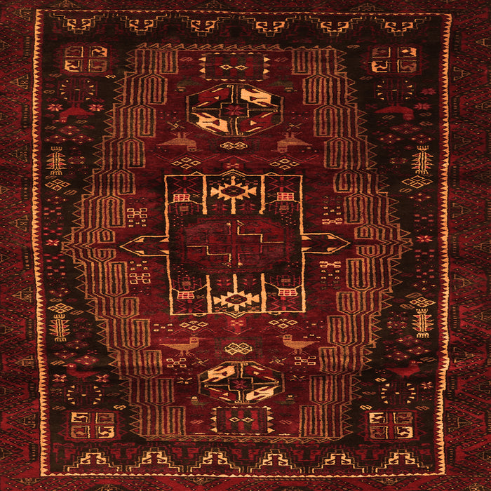 Round Machine Washable Persian Orange Traditional Area Rugs, wshtr3120org