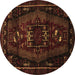 Round Machine Washable Persian Brown Traditional Rug, wshtr3120brn