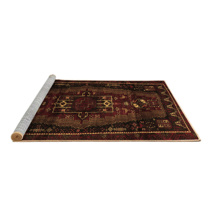 Sideview of Machine Washable Persian Brown Traditional Rug, wshtr3120brn