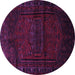 Round Machine Washable Persian Purple Traditional Area Rugs, wshtr3121pur