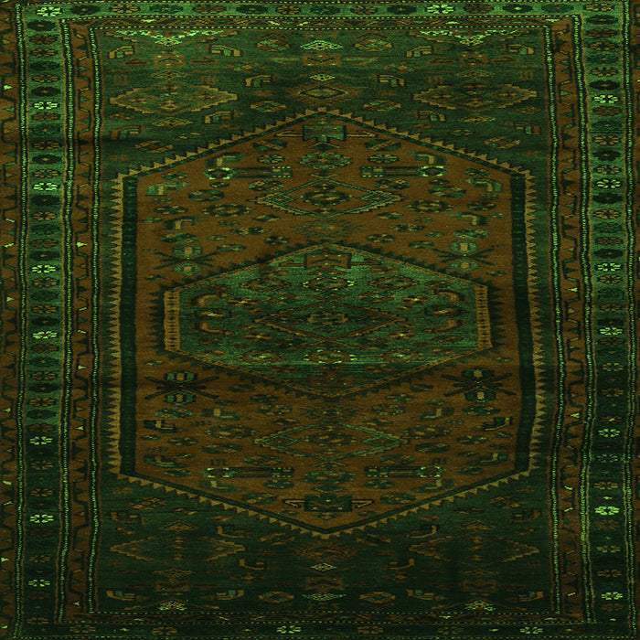 Round Machine Washable Persian Green Traditional Area Rugs, wshtr3121grn