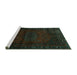 Sideview of Machine Washable Persian Turquoise Traditional Area Rugs, wshtr3121turq