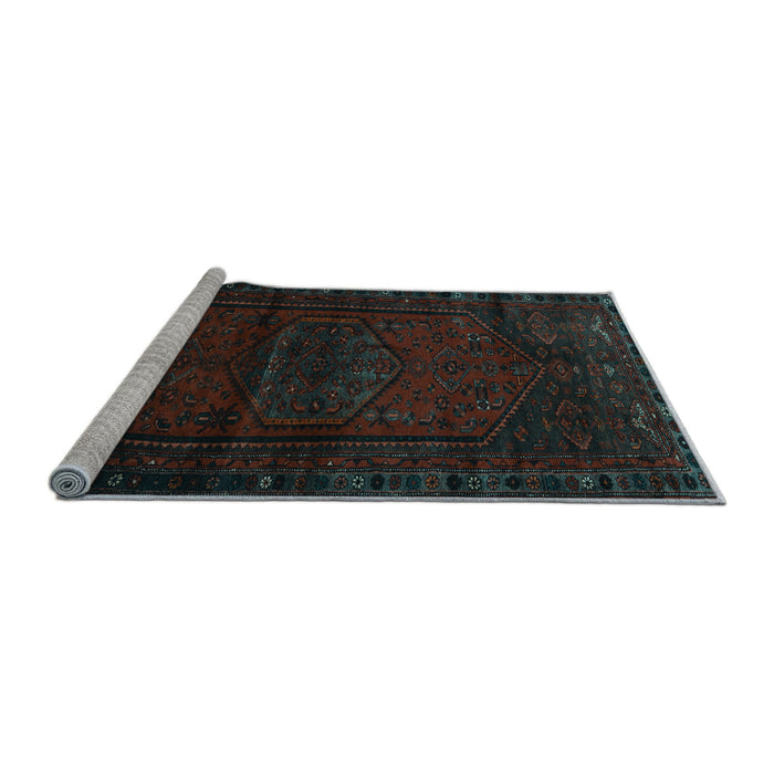 Sideview of Machine Washable Persian Light Blue Traditional Rug, wshtr3121lblu