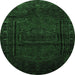 Round Persian Emerald Green Traditional Rug, tr3121emgrn