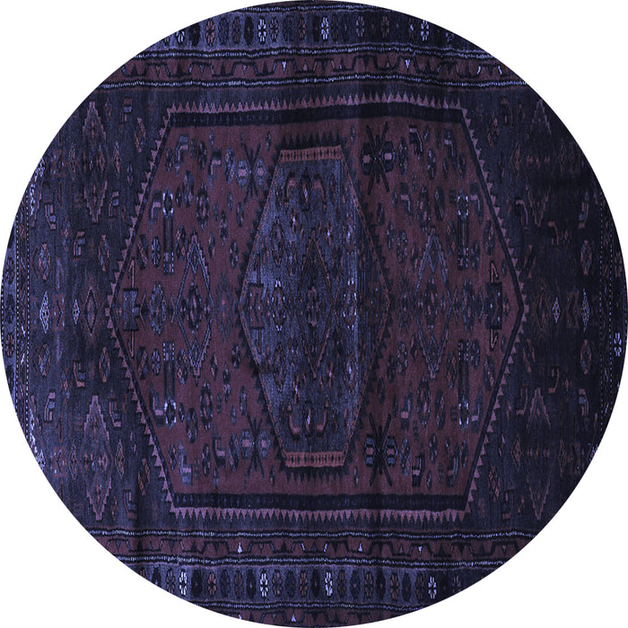 Round Persian Blue Traditional Rug, tr3121blu