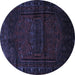 Round Persian Blue Traditional Rug, tr3121blu
