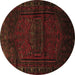 Round Persian Brown Traditional Rug, tr3121brn
