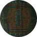 Round Persian Turquoise Traditional Rug, tr3121turq