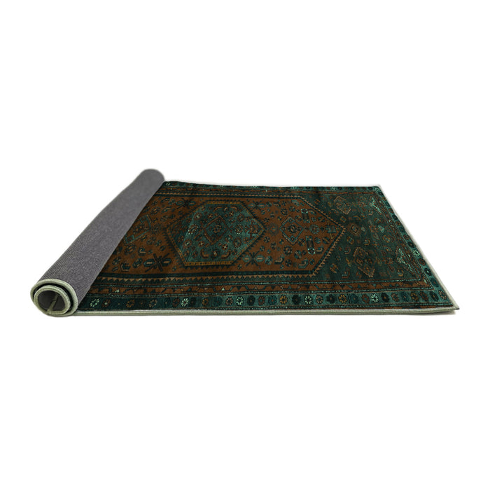 Sideview of Persian Turquoise Traditional Rug, tr3121turq
