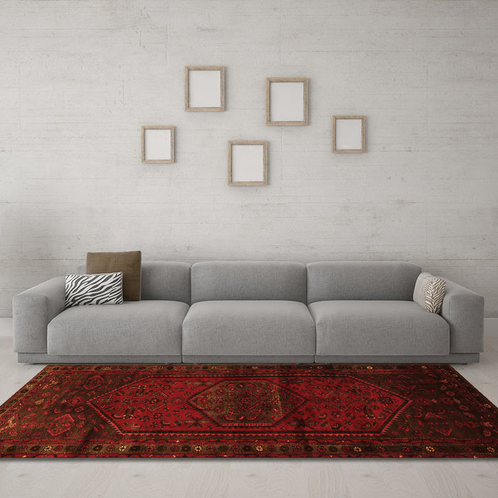 Machine Washable Persian Orange Traditional Area Rugs in a Living Room, wshtr3121org