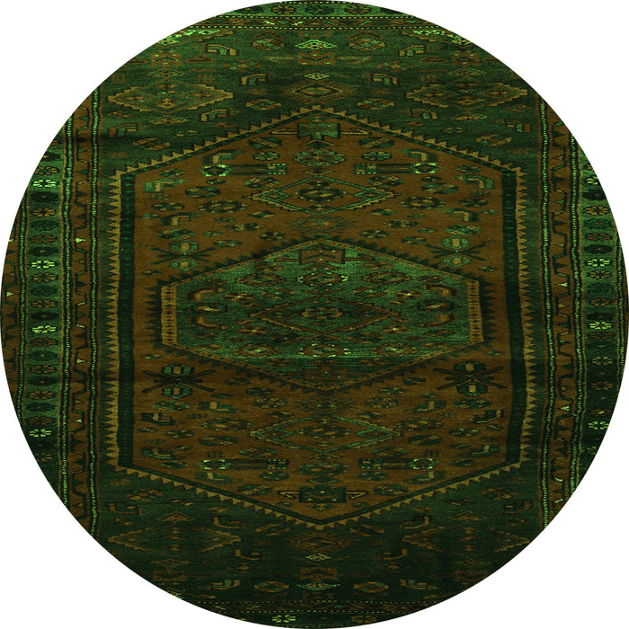 Square Persian Green Traditional Rug, tr3121grn