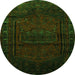 Square Persian Green Traditional Rug, tr3121grn