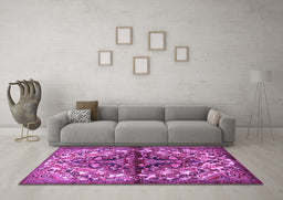 Machine Washable Persian Purple Traditional Area Rugs in a Living Room, wshtr3122pur