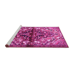 Sideview of Machine Washable Persian Pink Traditional Rug, wshtr3122pnk