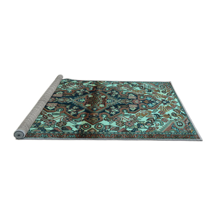 Sideview of Machine Washable Persian Light Blue Traditional Rug, wshtr3122lblu