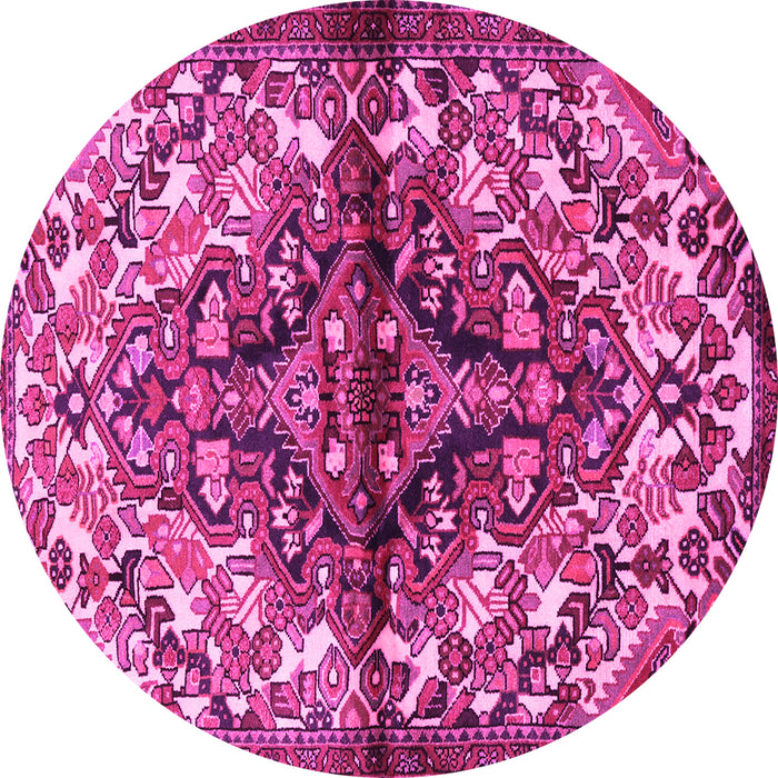 Round Machine Washable Persian Pink Traditional Rug, wshtr3122pnk