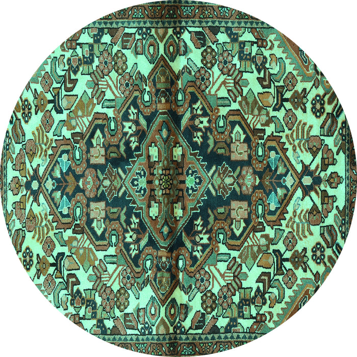 Round Persian Turquoise Traditional Rug, tr3122turq
