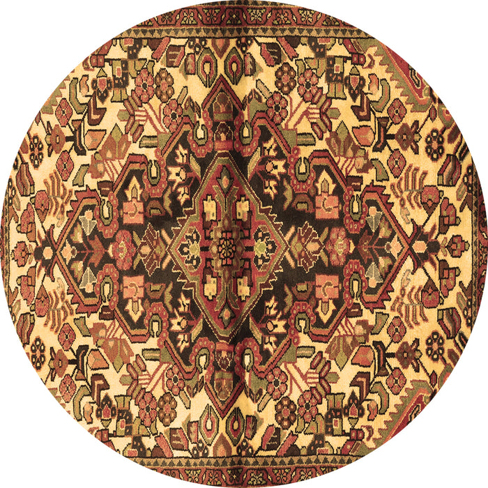 Round Persian Brown Traditional Rug, tr3122brn