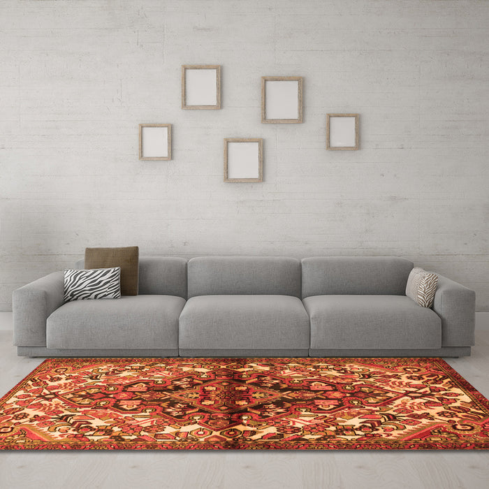 Machine Washable Persian Orange Traditional Area Rugs in a Living Room, wshtr3122org