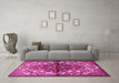 Machine Washable Persian Pink Traditional Rug in a Living Room, wshtr3122pnk