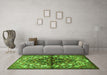 Machine Washable Persian Green Traditional Area Rugs in a Living Room,, wshtr3122grn