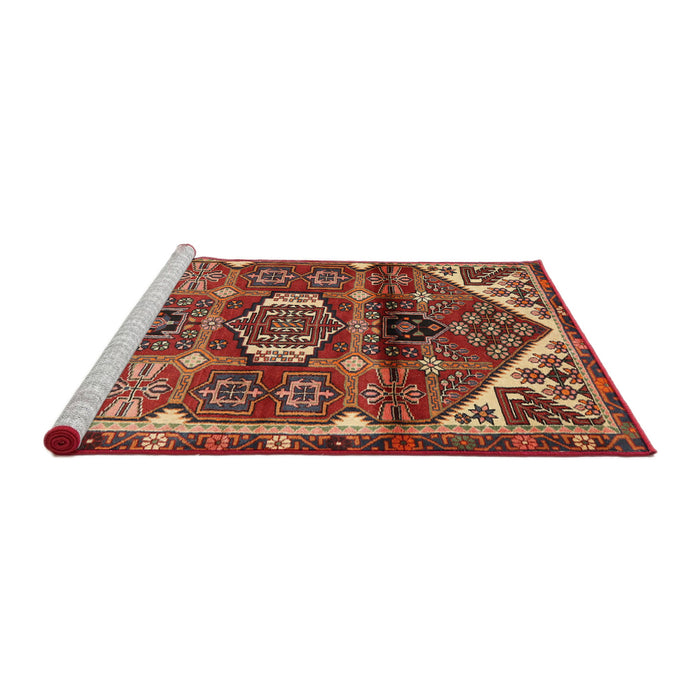 Sideview of Machine Washable Traditional Tomato Red Rug, wshtr3123