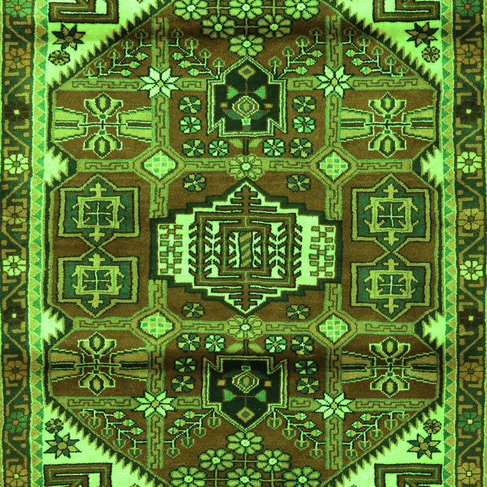 Serging Thickness of Machine Washable Persian Green Traditional Area Rugs, wshtr3123grn