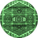 Round Persian Emerald Green Traditional Rug, tr3123emgrn