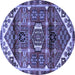 Round Persian Blue Traditional Rug, tr3123blu