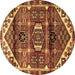 Round Persian Brown Traditional Rug, tr3123brn