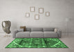 Machine Washable Persian Emerald Green Traditional Area Rugs in a Living Room,, wshtr3123emgrn