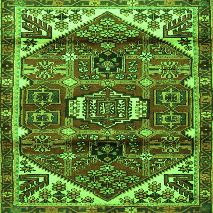 Round Machine Washable Persian Green Traditional Area Rugs, wshtr3123grn