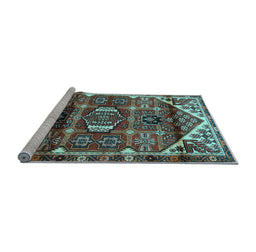 Sideview of Machine Washable Persian Light Blue Traditional Rug, wshtr3123lblu