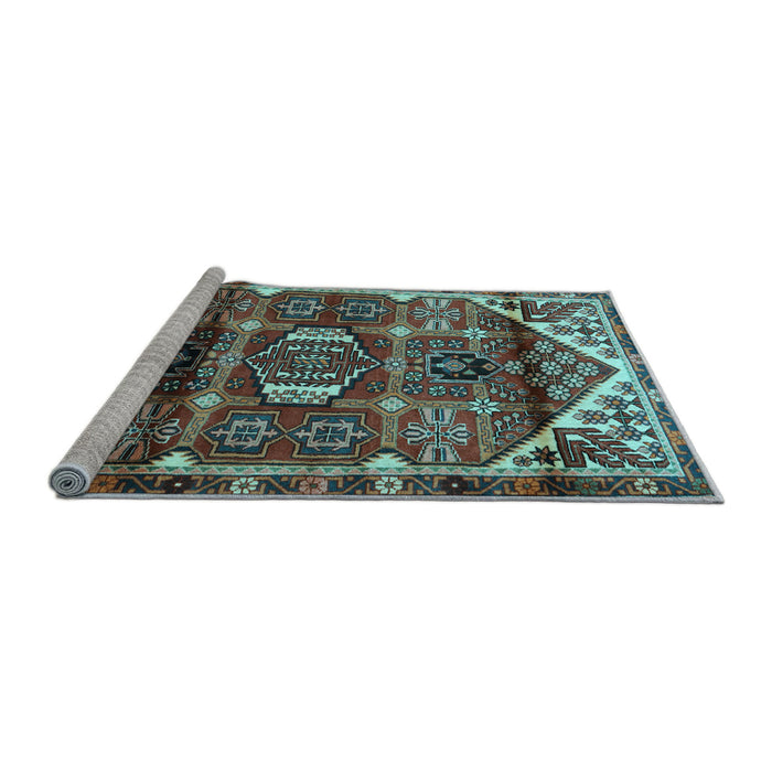 Sideview of Machine Washable Persian Light Blue Traditional Rug, wshtr3123lblu