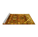 Sideview of Machine Washable Persian Yellow Traditional Rug, wshtr3123yw