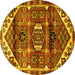 Round Persian Yellow Traditional Rug, tr3123yw