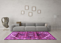 Machine Washable Persian Purple Traditional Rug, wshtr3123pur