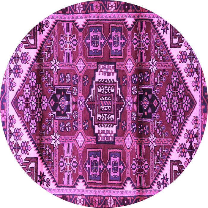 Round Machine Washable Persian Purple Traditional Area Rugs, wshtr3123pur