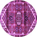 Round Machine Washable Persian Purple Traditional Area Rugs, wshtr3123pur