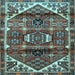 Square Machine Washable Persian Light Blue Traditional Rug, wshtr3123lblu