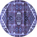 Round Machine Washable Persian Blue Traditional Rug, wshtr3123blu