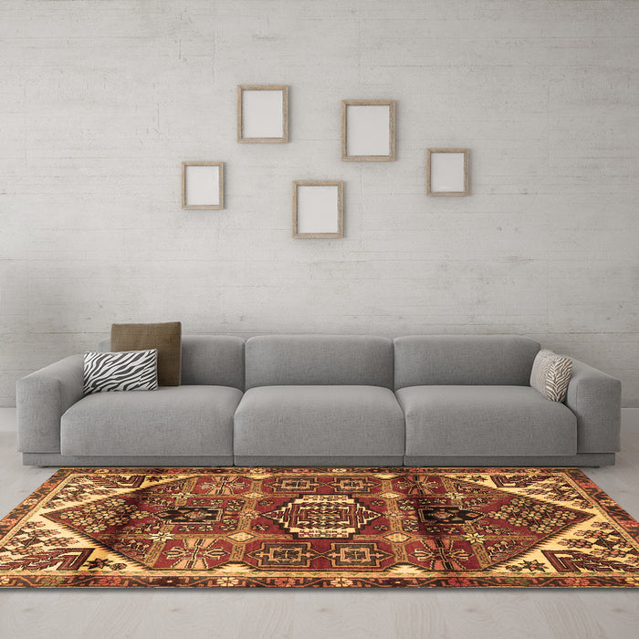 Machine Washable Persian Brown Traditional Rug in a Living Room,, wshtr3123brn